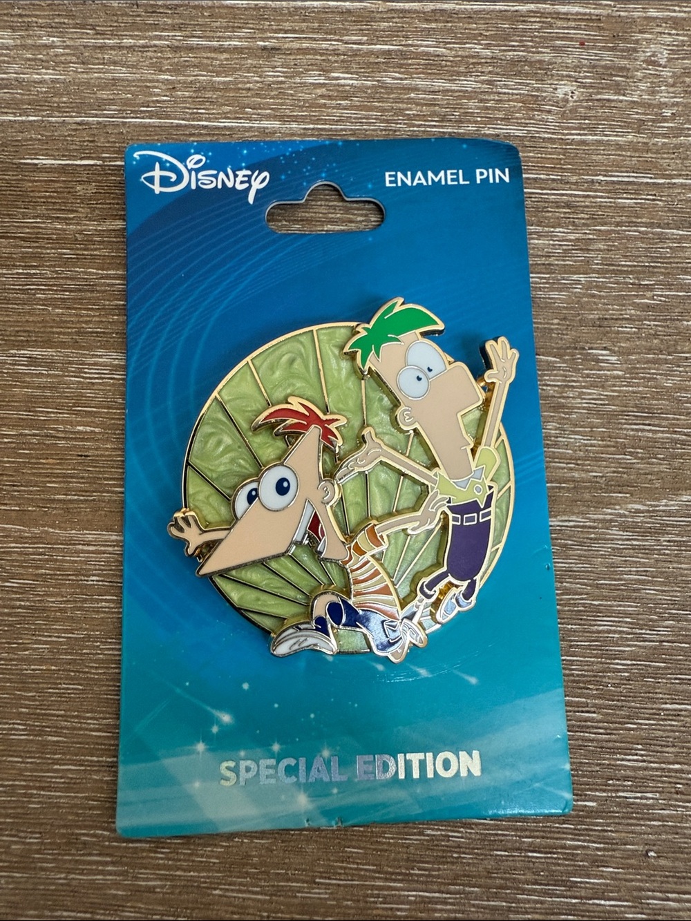 Disney Phineas & Ferb Enamel Pin with Green, Tan, Purple, Red Accents
